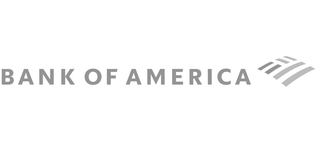Black and gray logo of Bank of America with a stylized American flag icon