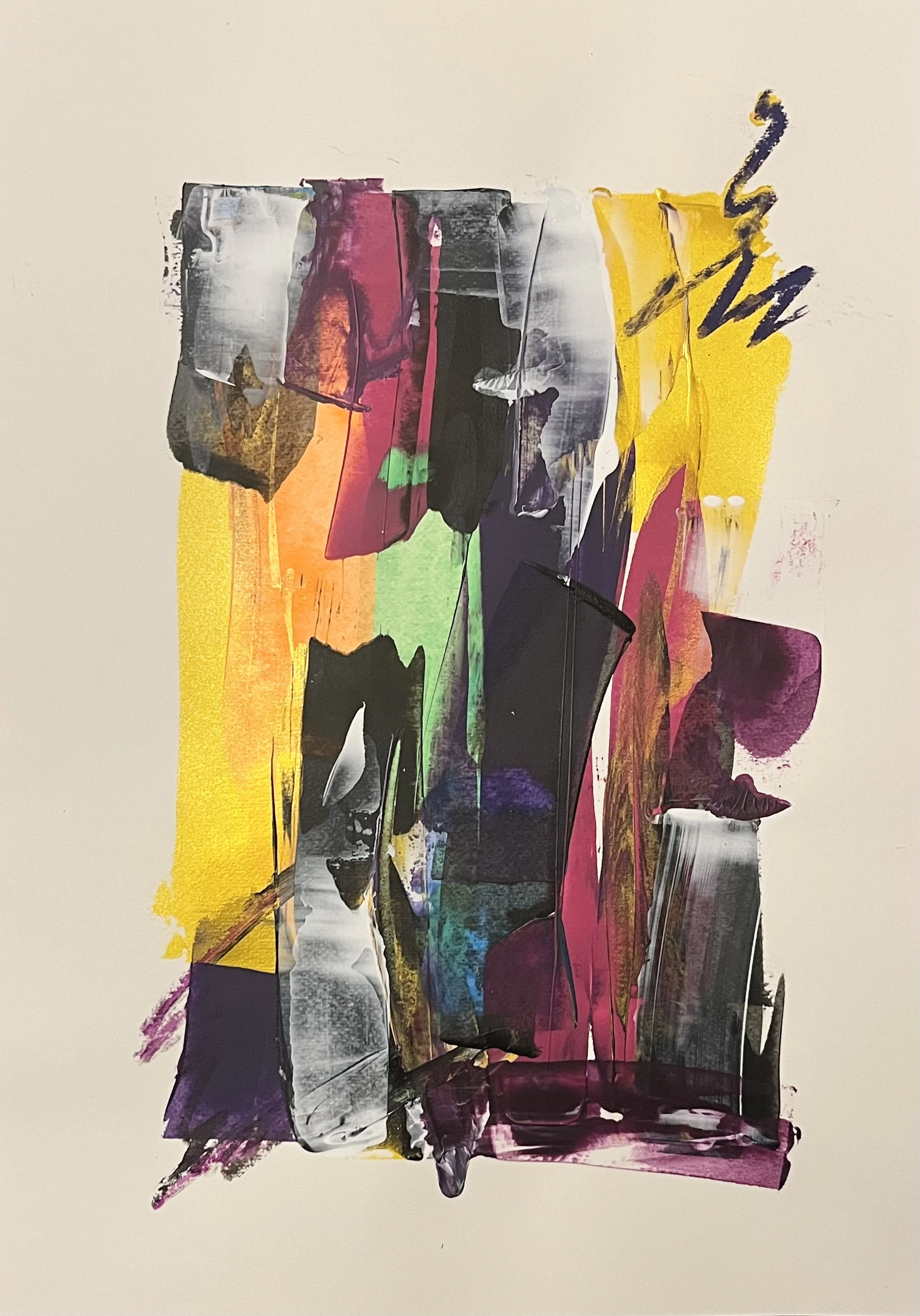 "zeitgleiche farbenflut 25:8"; acrylic, oil pastel on paper; 29,7x43cm (A3); 2025 -available-