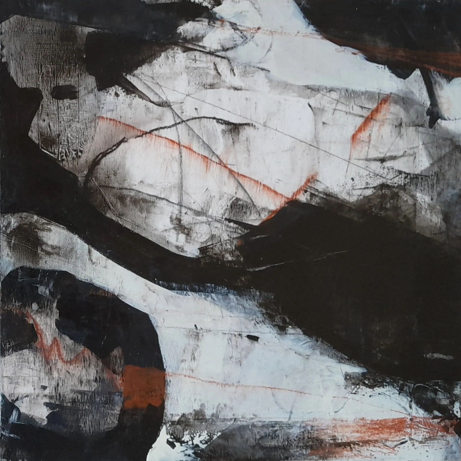 Kohle, Kreiden, Acryl auf Holz