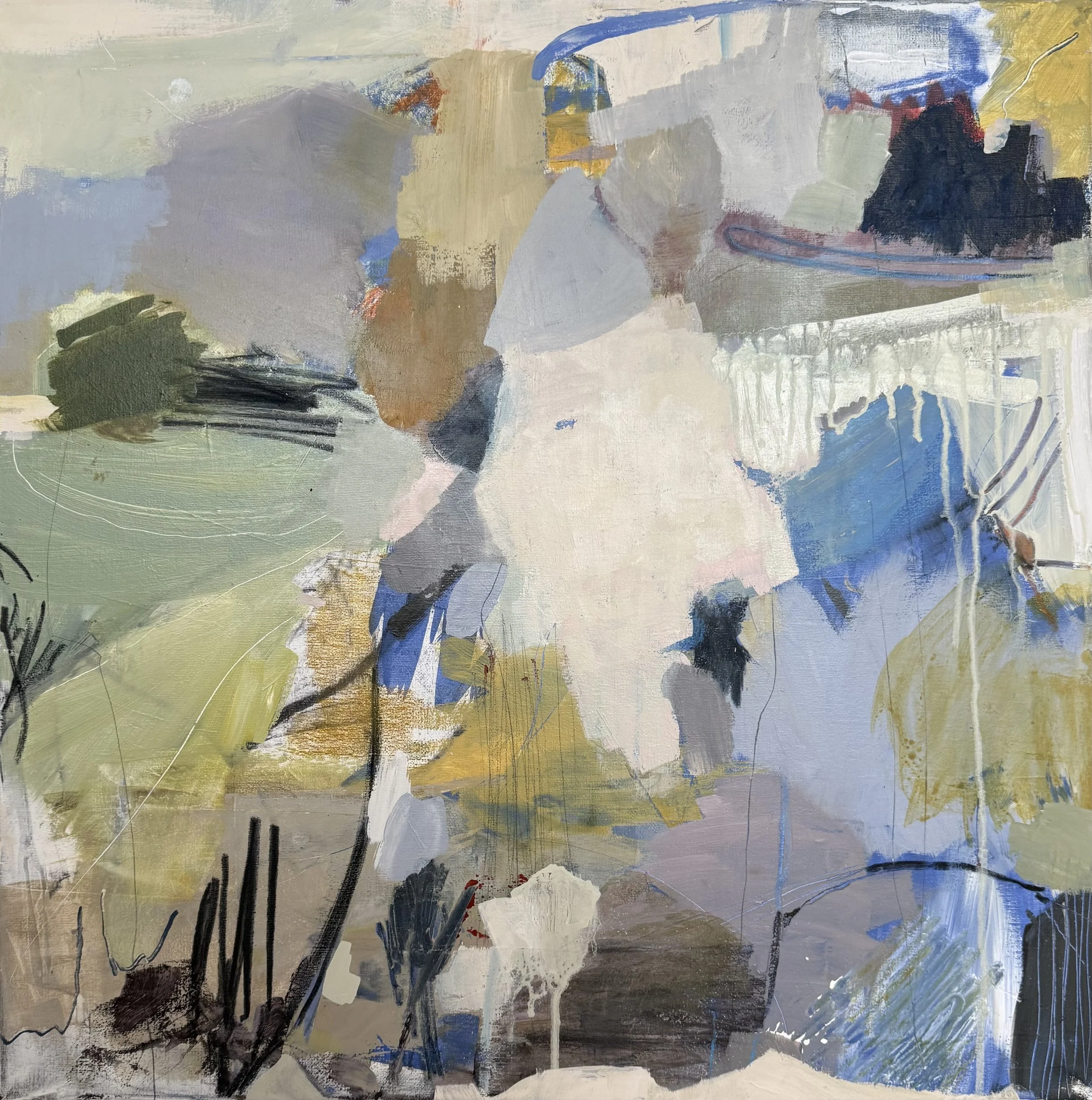 Acryl, Kohle, Kreiden auf Leinwand