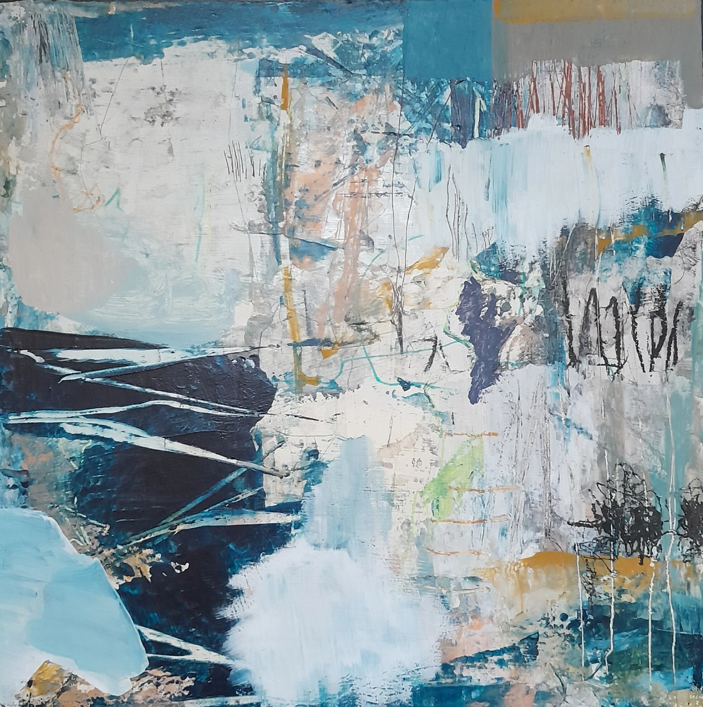 Kohle, Kreiden, Acryl auf Holz