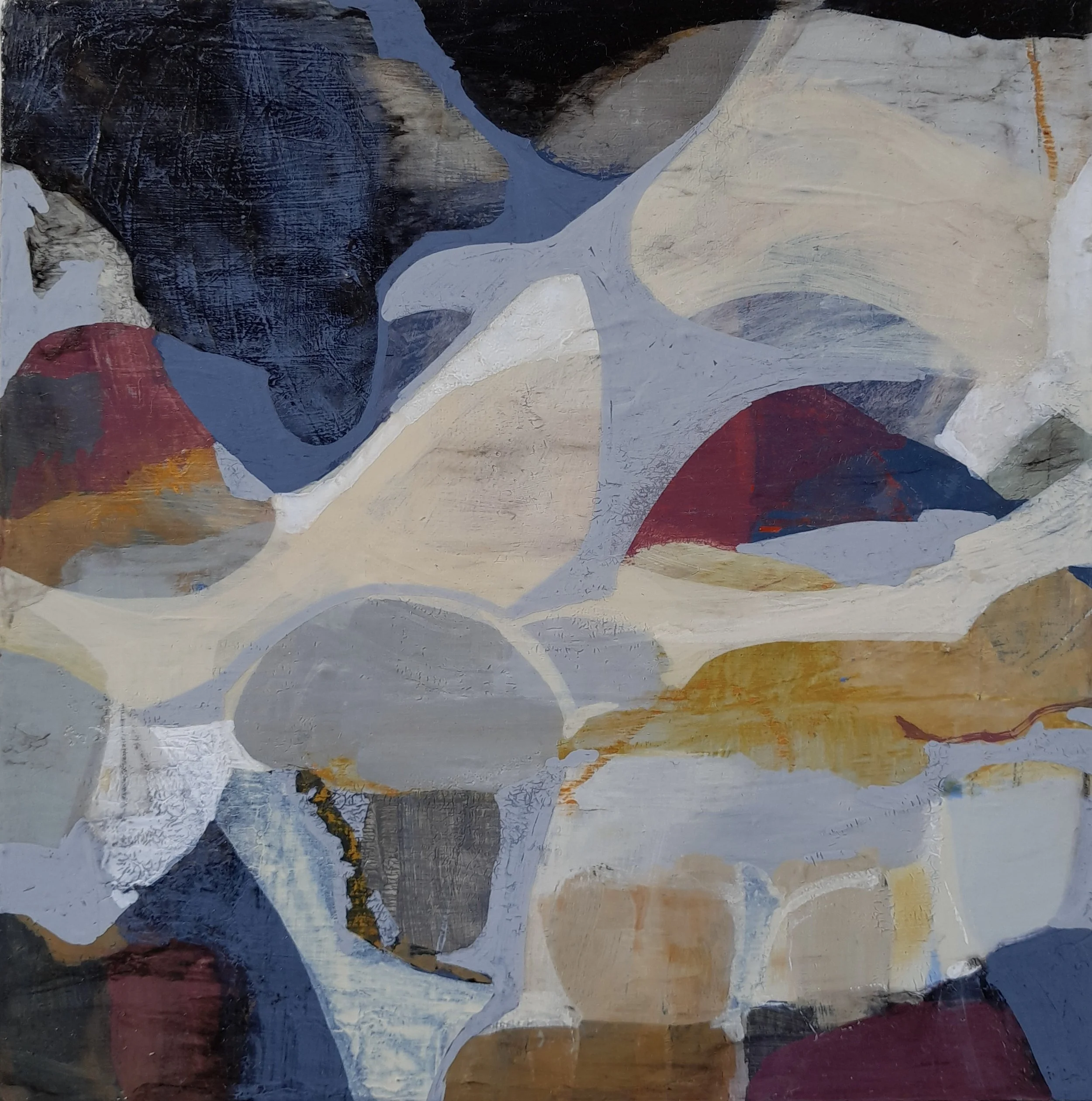 Kohle, Kreiden, Acryl auf Holz