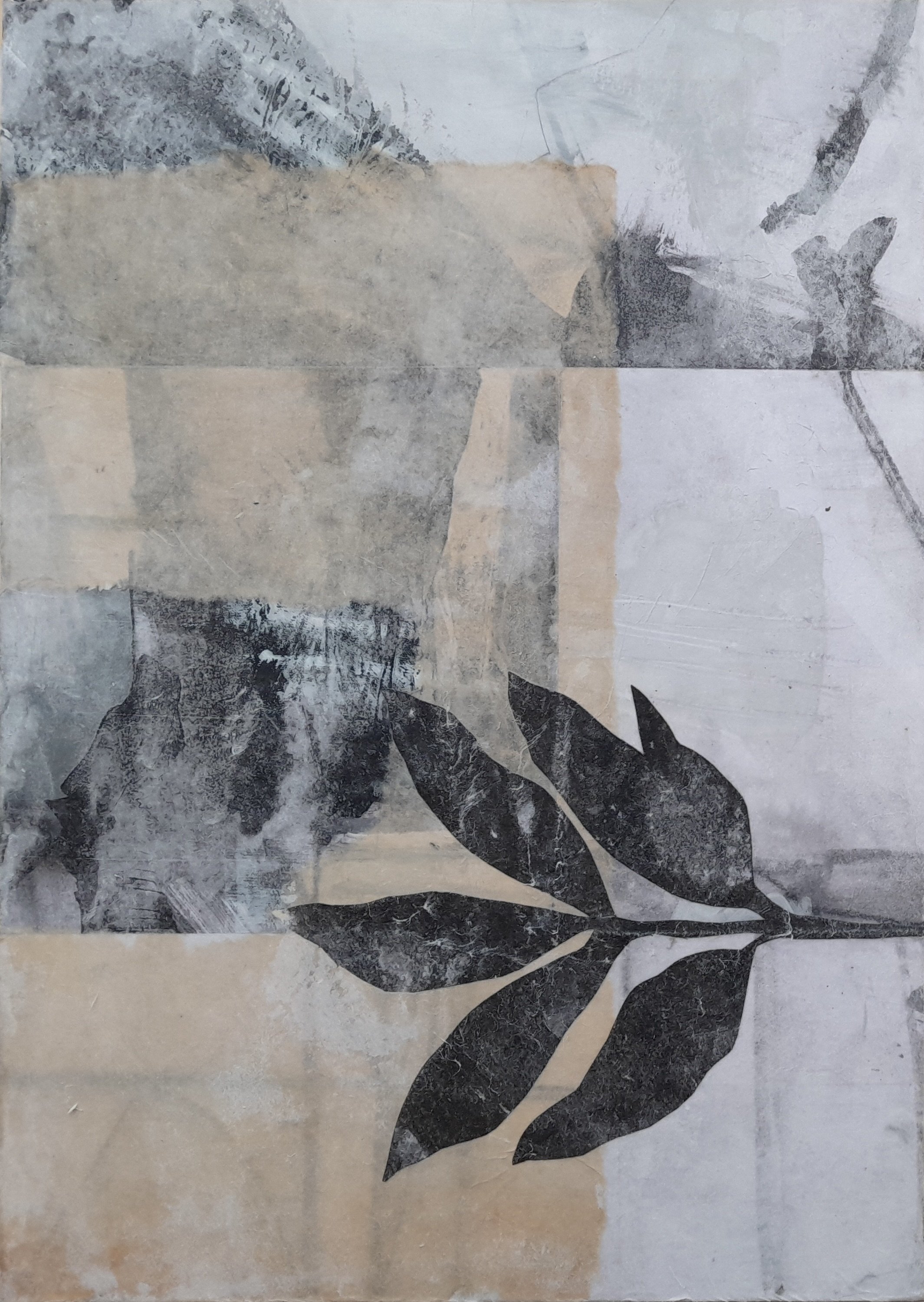 Gefärbte und gesammelte Papiere, Kohle, Acryl