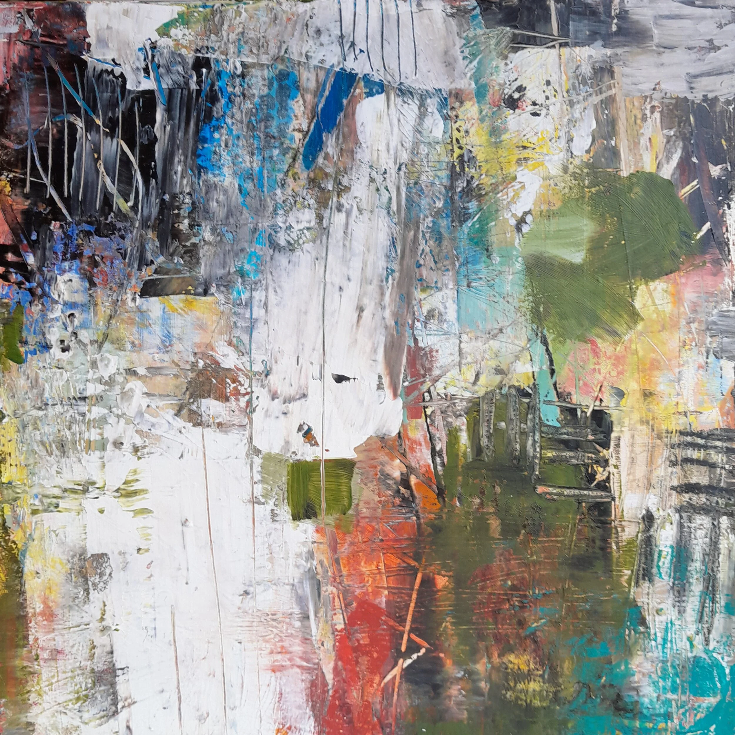 Kohle, Kreiden, Acryl auf Holz