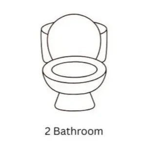 Line drawing of a toilet with the label '2 Bathroom' underneath.