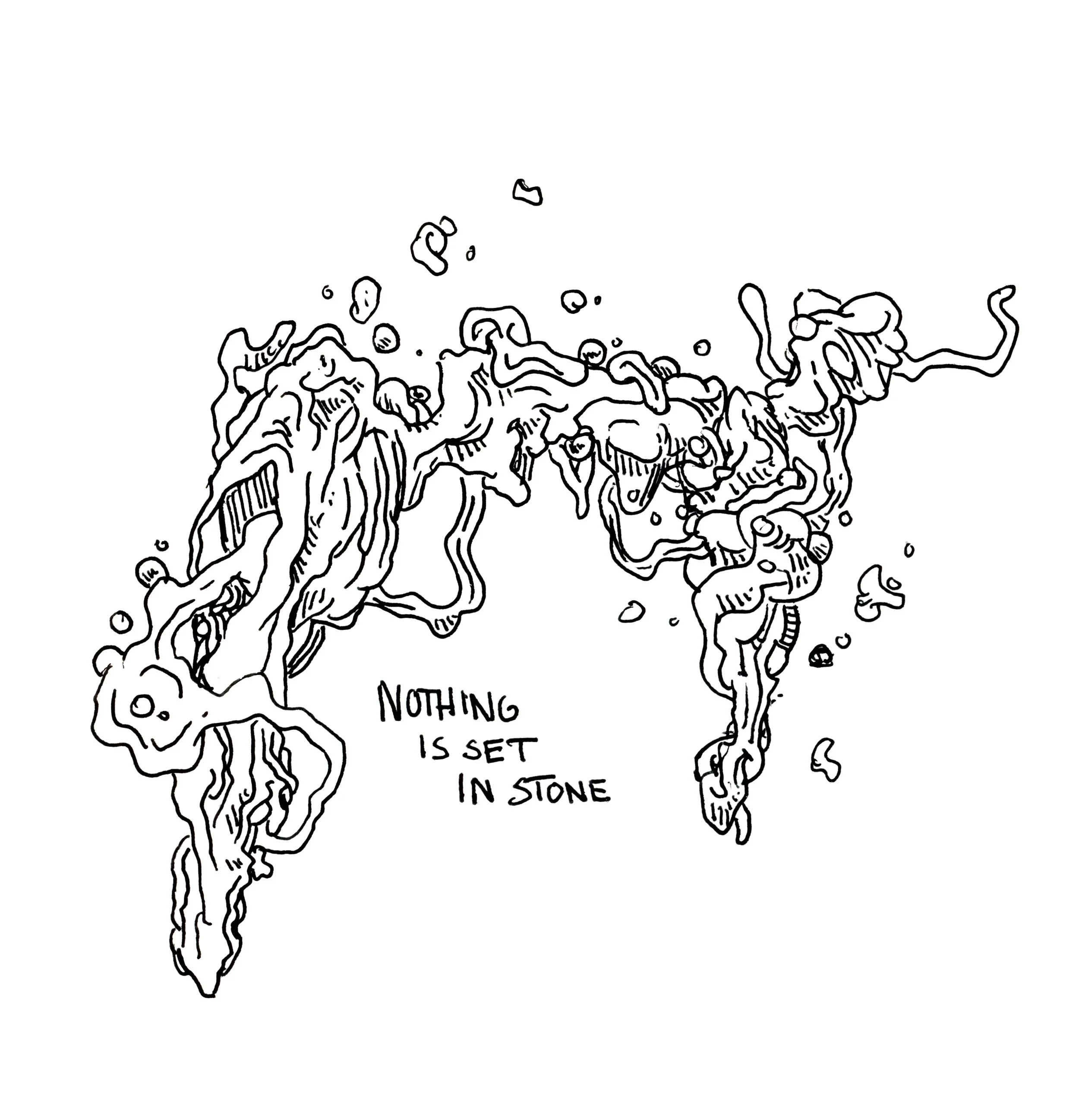 Line drawing of the state of New York with the words "Nothing is set in stone" written inside.