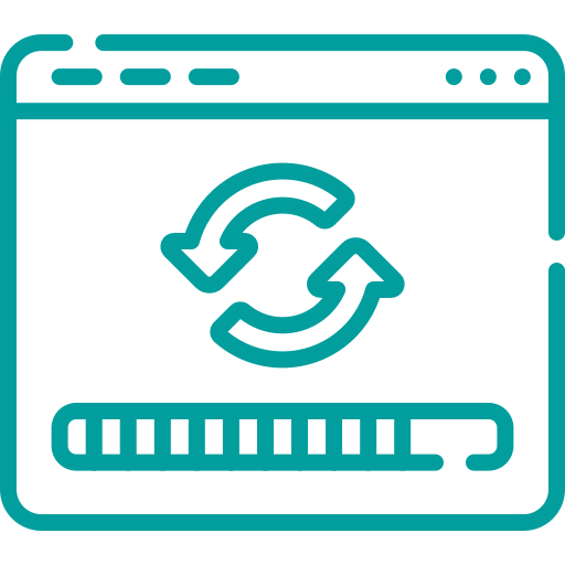 Symbol eines Webbrowser-Fensters mit einem Aktualisierungssymbol und einem Ladebalken darunter