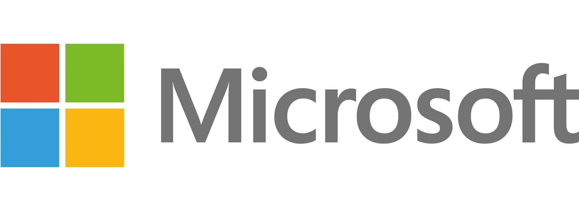 Das Bild zeigt das Microsoft-Logo mit vier farbigen Quadraten in Rot, Grün, Blau und Gelb, neben dem schwarzen Schriftzug "Microsoft".