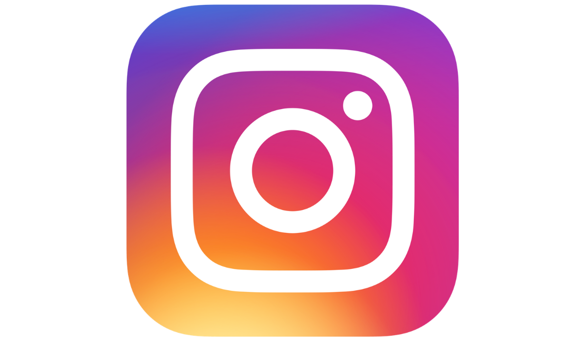 Instagram logo with a gradient background of purple, pink, orange, and yellow.