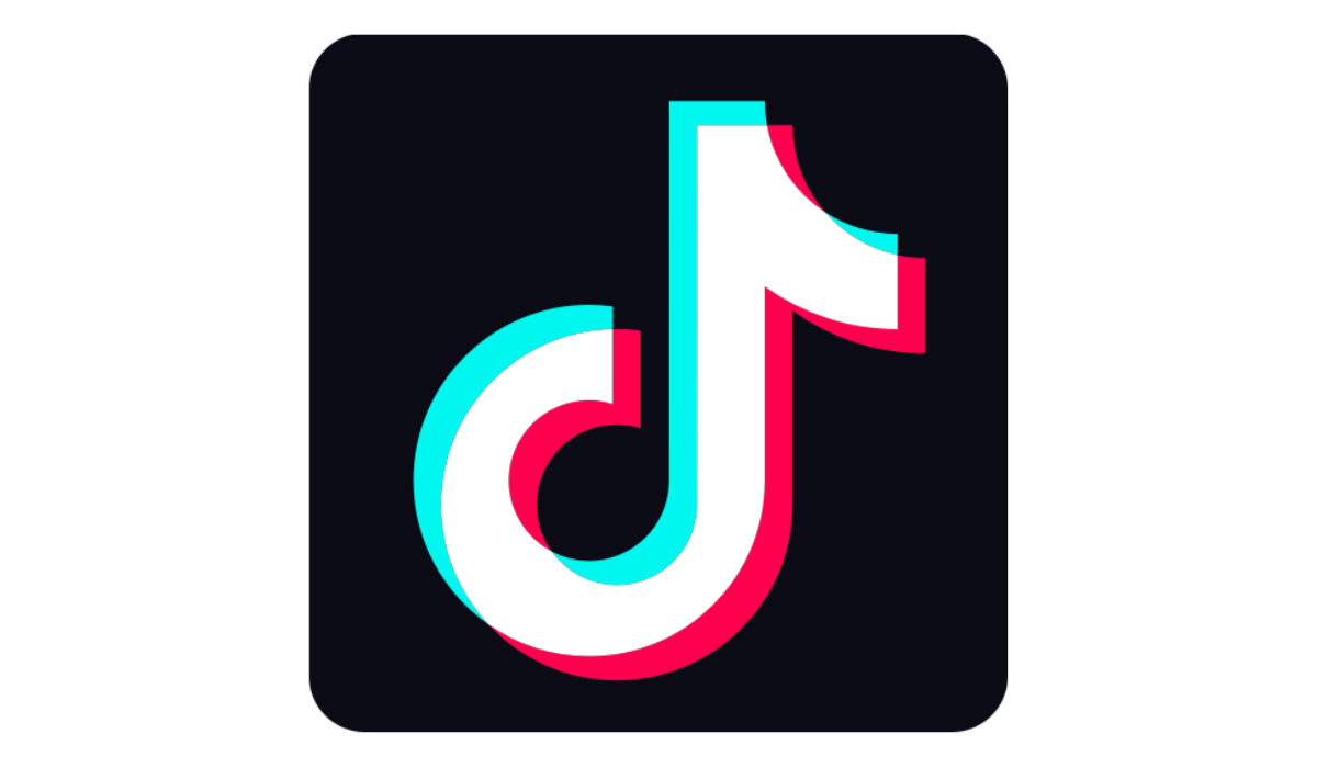 TikTok app logo with a black background and colorful design.