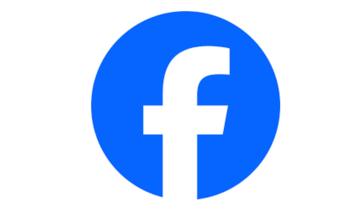 Facebook logo with a blue circle and white lowercase 'f' in the center.