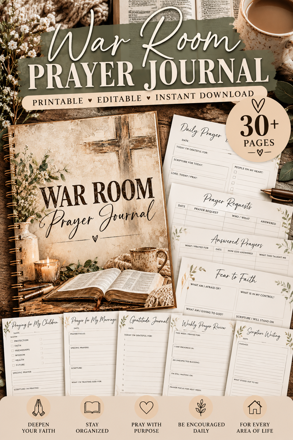 War Room Prayer Journal | Printable Christian Prayer Planner