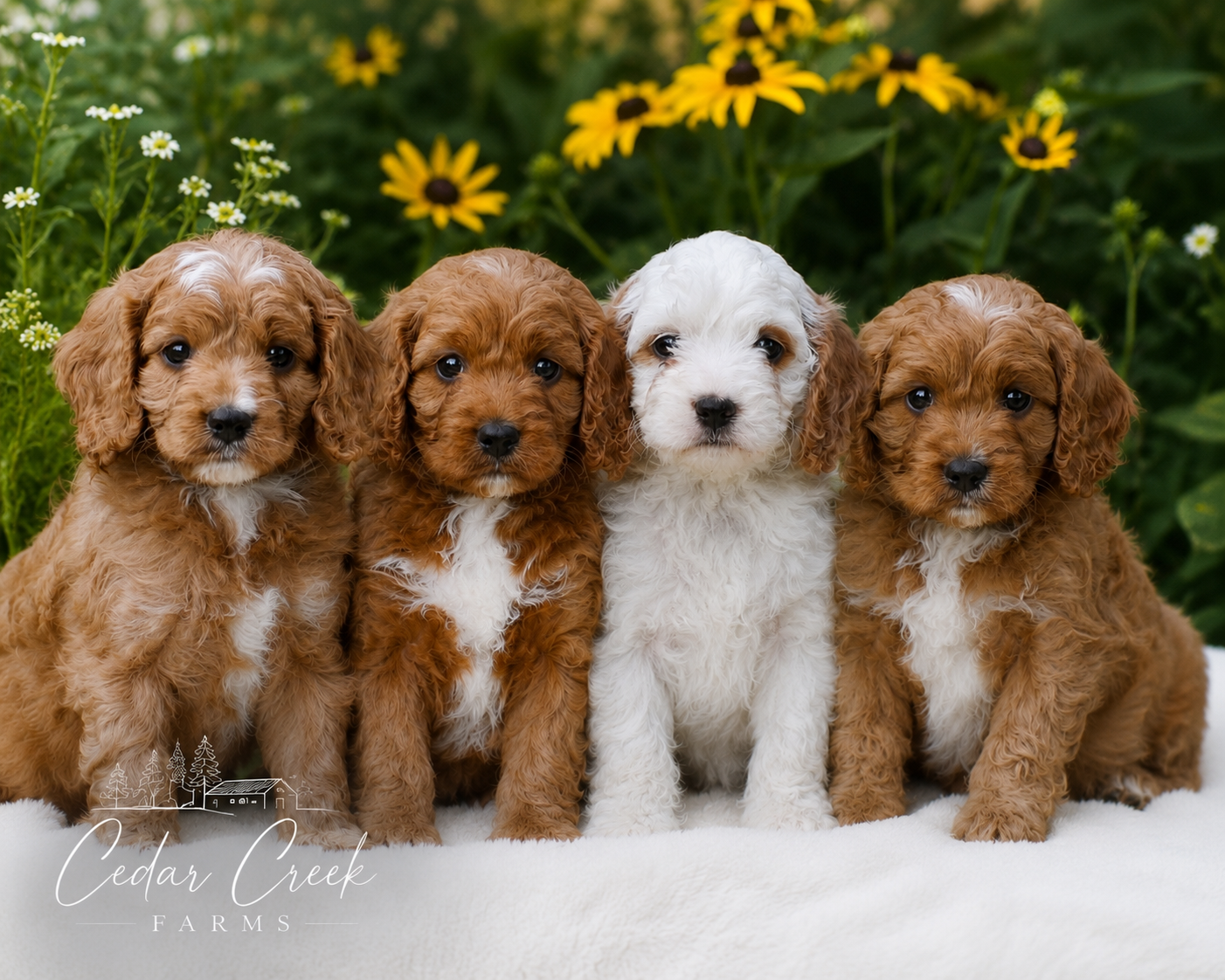 red and white cavapoo puppies ct dog breeder near me cedar creek farms