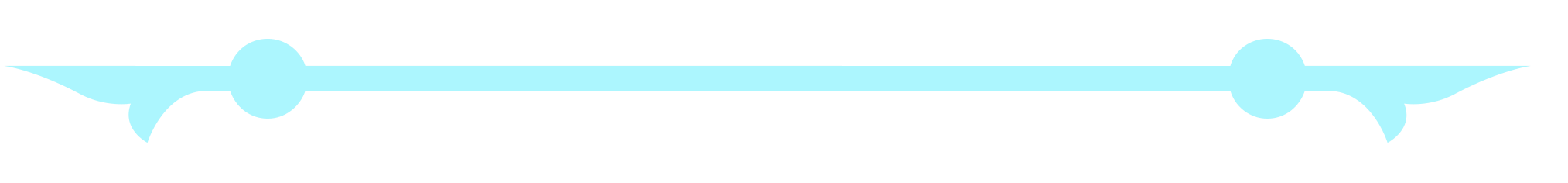 Light blue decorative horizontal line with small circles and extending leaf-like shapes at each end.