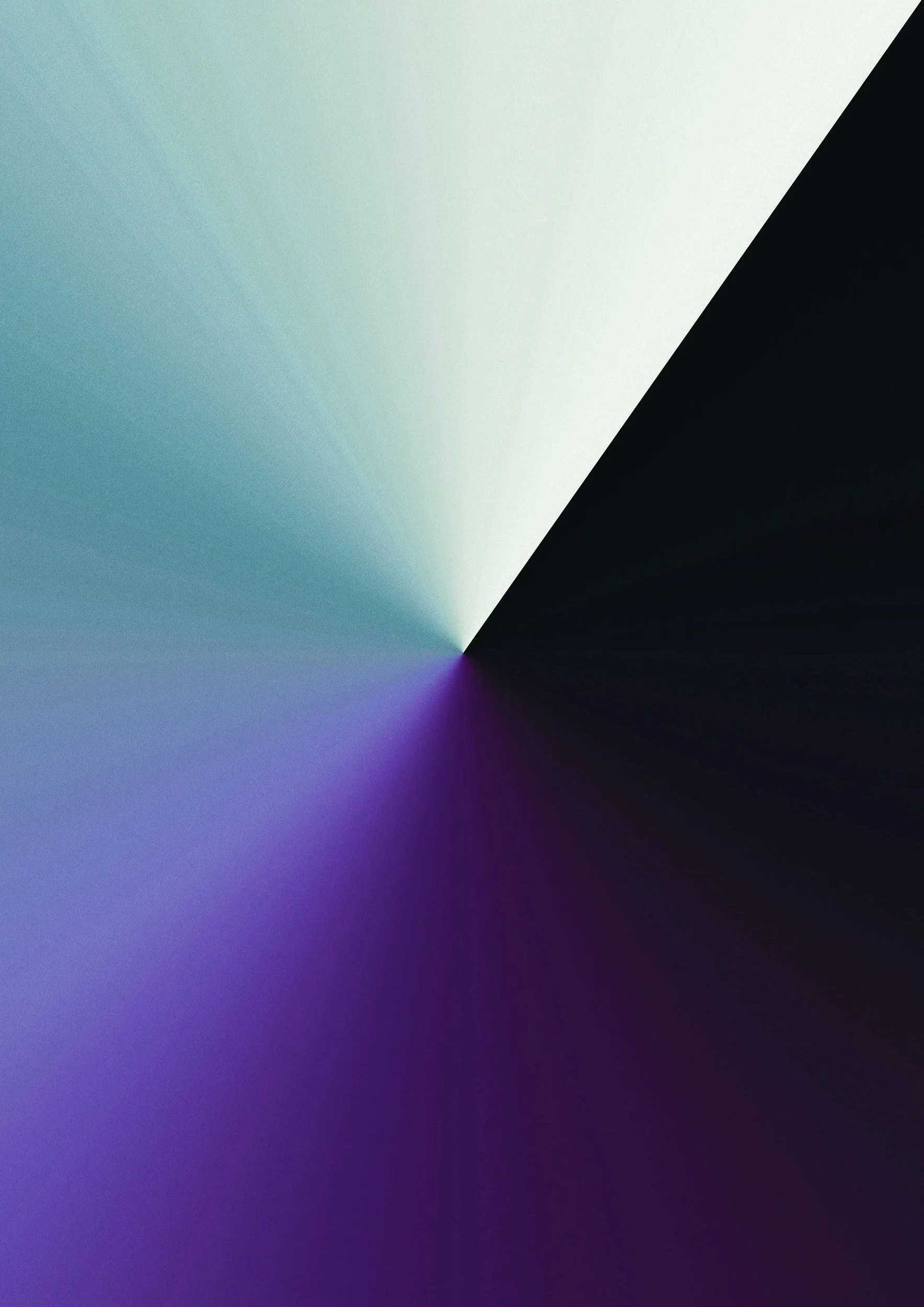 Abstract line art with gradient colors blending from turquoise, white, purple, to black.