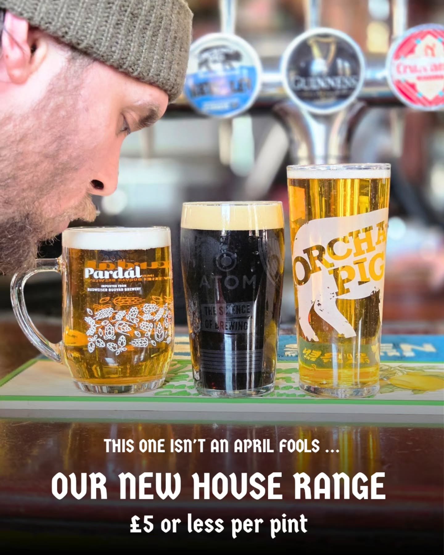 WE MIGHT'VE BEEN KIDDING EARLIER BUT OUR NEW HOUSE RANGE IS NO JOKE ... now all &pound;5 or less per pint (even after April 1st!)

PARD&Aacute;L - Our new irresistible Czech Lager - 3.8% 🇨🇿 
Pardal is brewed using the soft water from Budvars 10,000