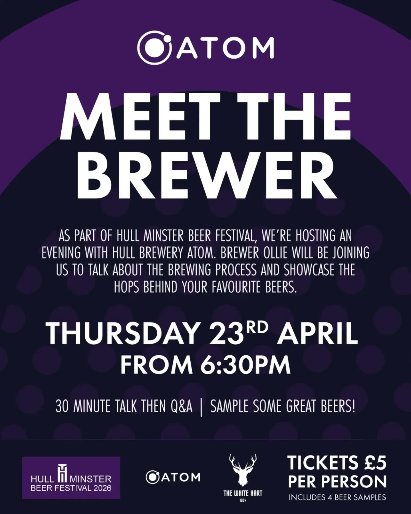 SAVE THE DATE 📅 As part of the Hull Minster Beer Festival we're inviting @atombeers brewer Ollie to join us to talk beer, bring down some actual hops used in Catalyst, Beaufort and some brand new beers we'll have fresh for you to sample on the night