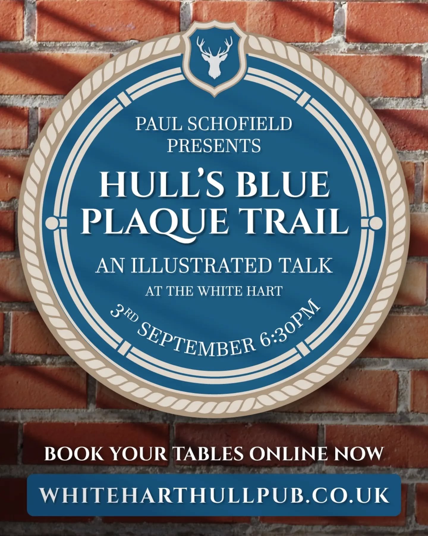 THURSDAY 3RD SEPTEMBER 2026 - PAUL SCHOFIELD RETURNS with a selection of Hull's Blue Plaques. Join us from 6:30pm for a night of local history and as always Paul's anecdotes and insider knowledge. Food will be available from @food_for_cowboys through