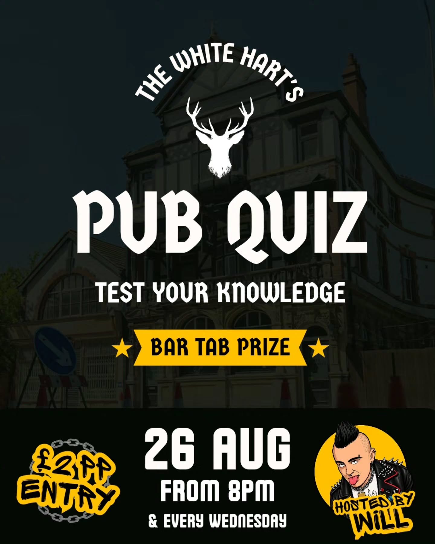 TOMORROW NIGHT! Book yourselves in for another pub quiz with Will - &pound;30 bar tab on the line and a guaranteed night of entertainment ⭐️ see you tomorrow!