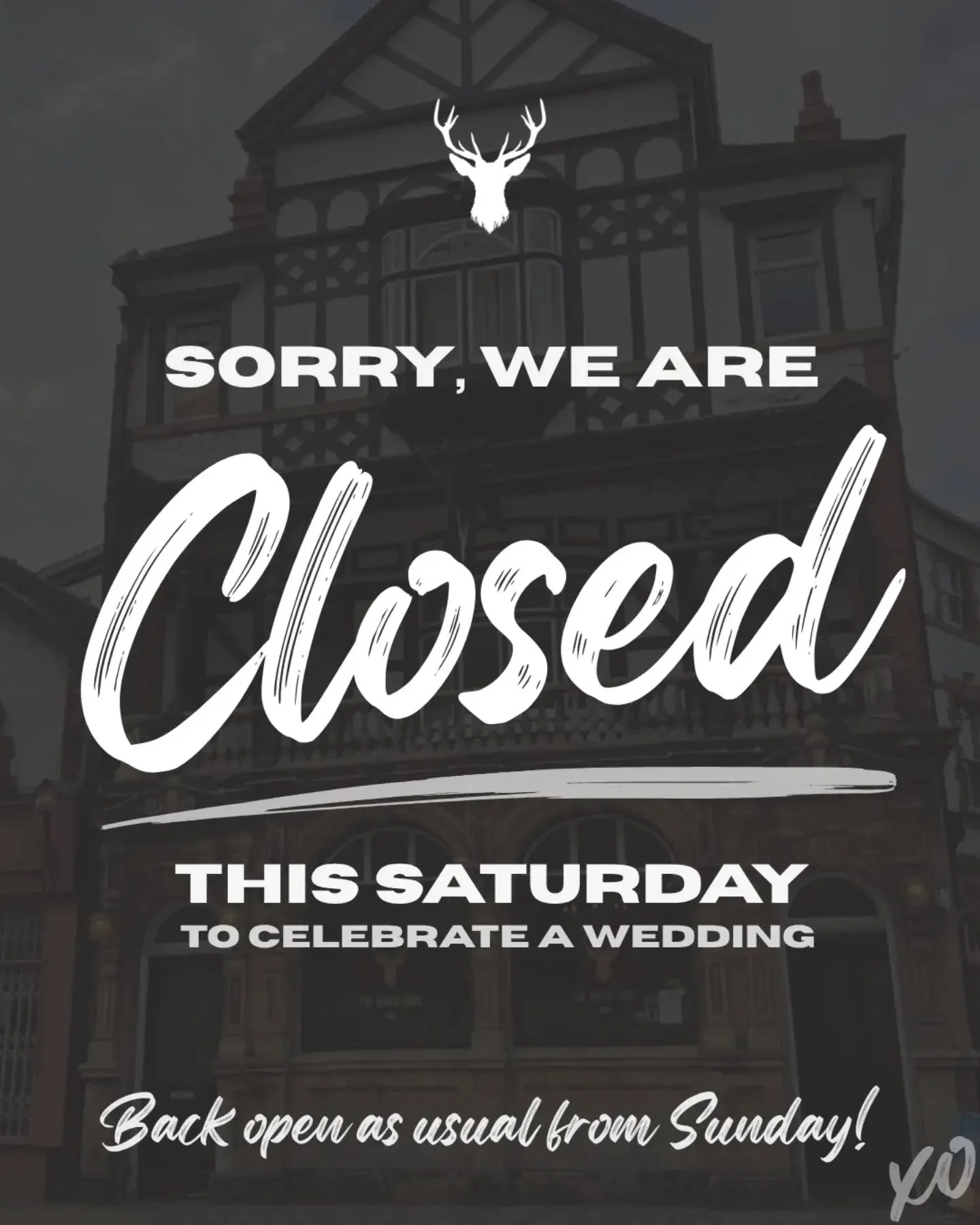 WE'RE CLOSED THIS SATURDAY, 12TH SEPTEMBER to celebrate a wedding, we will be back open as usual from Sunday 💒 sorry for any inconvenience
