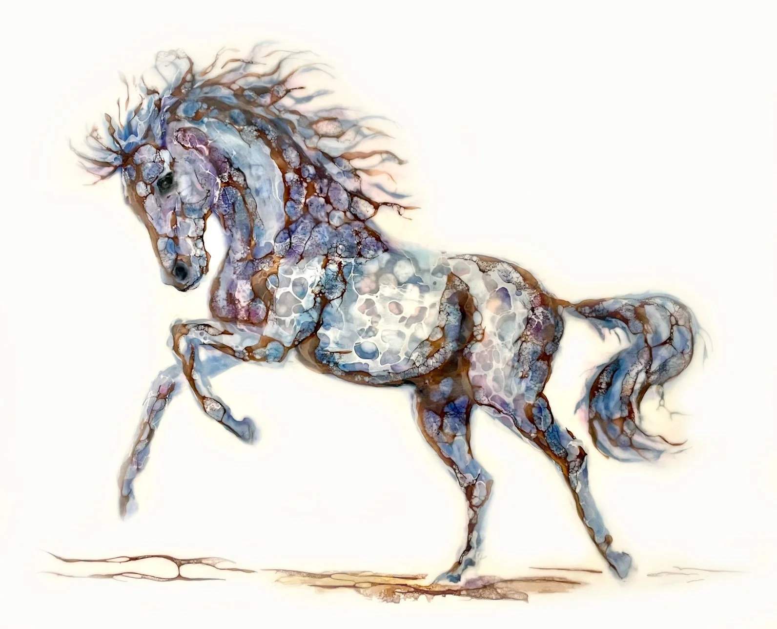 Blue Burst II - Encaustic Mixed Media on Cradled Panel  24” x 30” x 1.5 - Private Collection