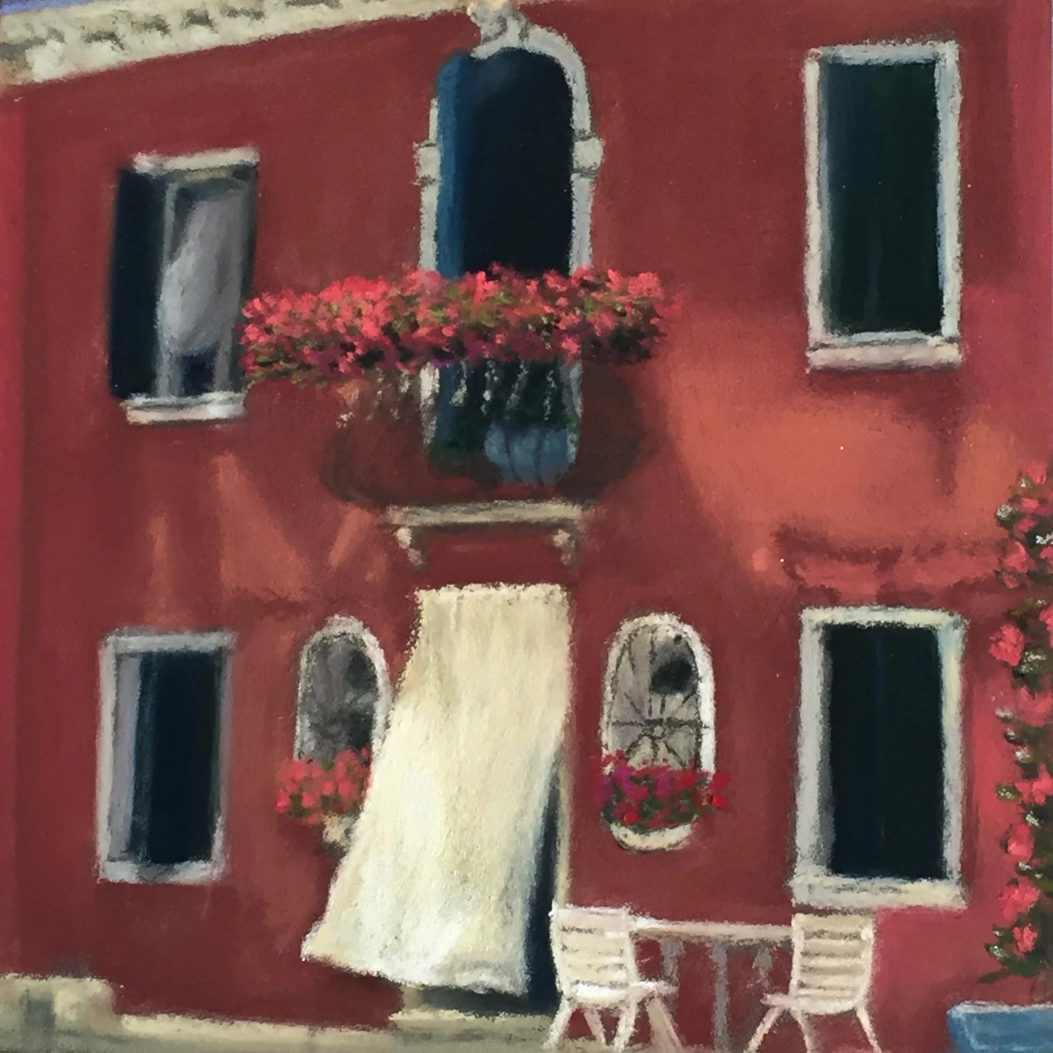 Welcoming Door. A glimpse from our visit to Venice. Pastel on pastel board. 8" x 8" North Wales, UK