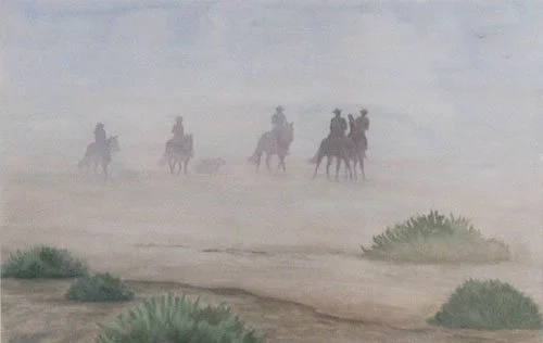 Morning Ride ~ Watercolor on paper 19" x 24" Dallas, TX