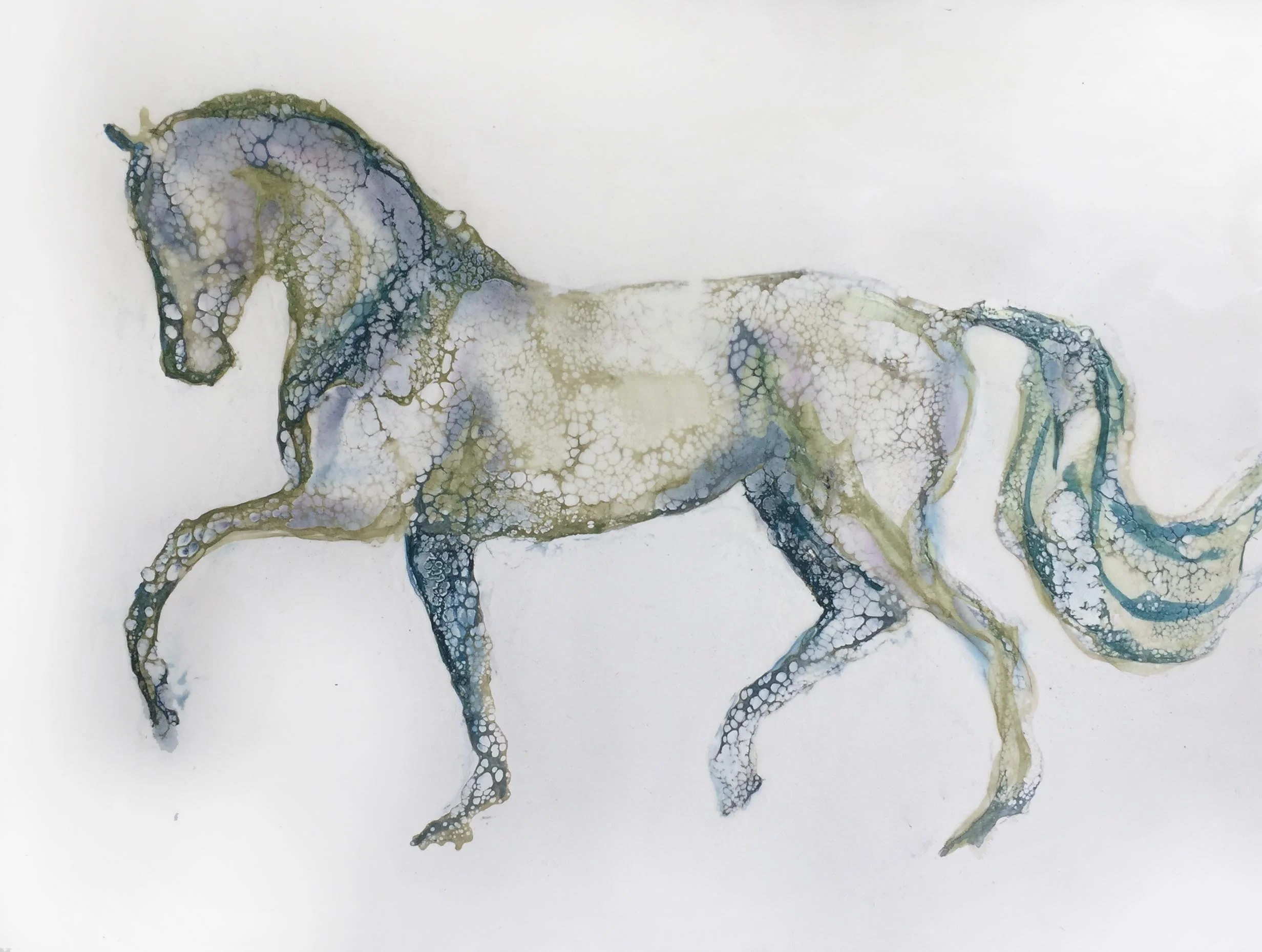  Sea Green - Encaustic and mixed media on wood panel, 9" x 12" x 2". Vancouver, WA