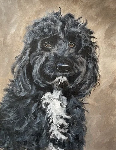 Daisy - Commission Acrylic painting on 16: x 14" wooden panel. North Wales, UK