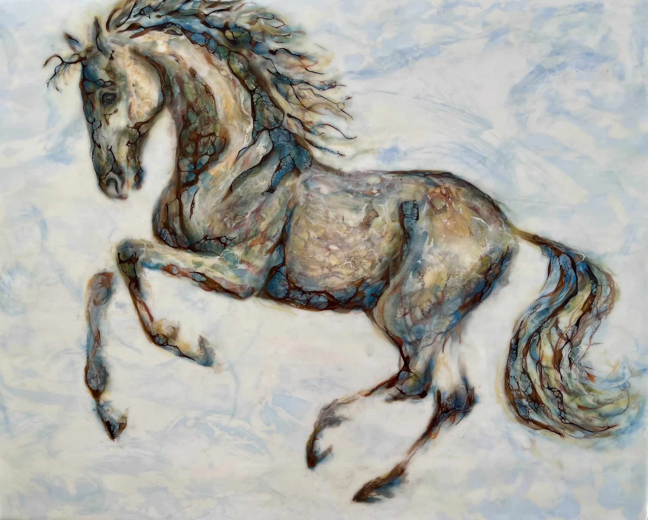 Between Strides - Encaustic Mixed Media - 24 x 30 x 1.5 - Seattle, WA 
