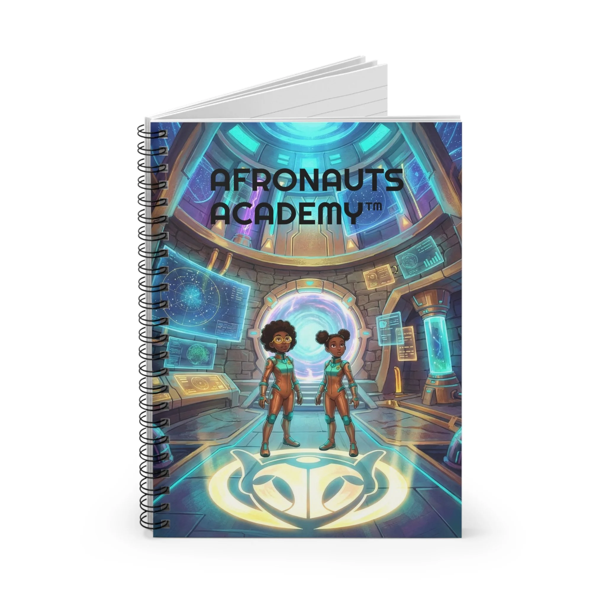 AFRONAUTS ACADEMY™ Spiral Notebook — Sci‑Fi Kids Journal (Ruled)