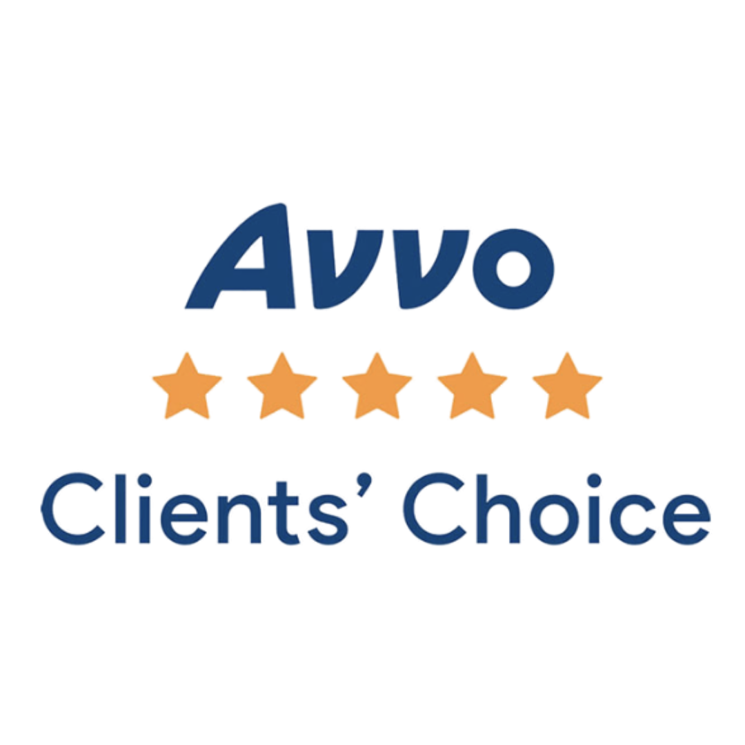 Logo with the text 'AVVO' above a row of five stars and the text 'Clients' Choice' below.