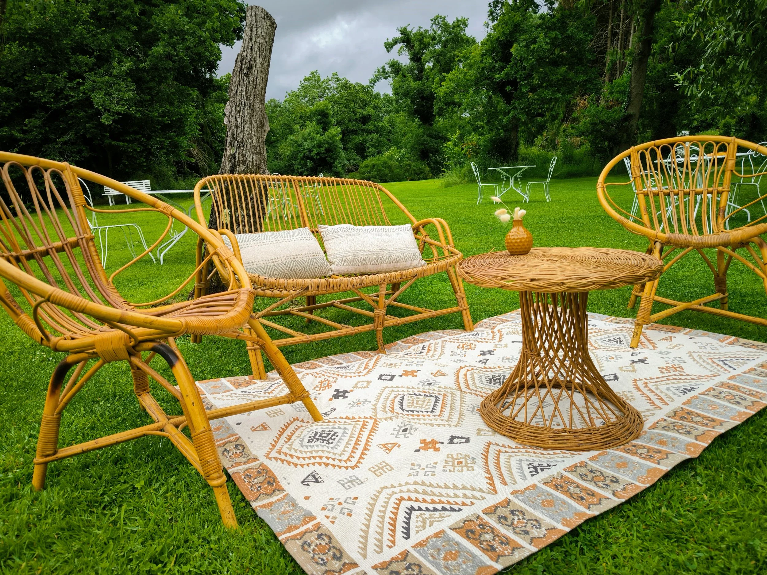 Salon de jardin en osier