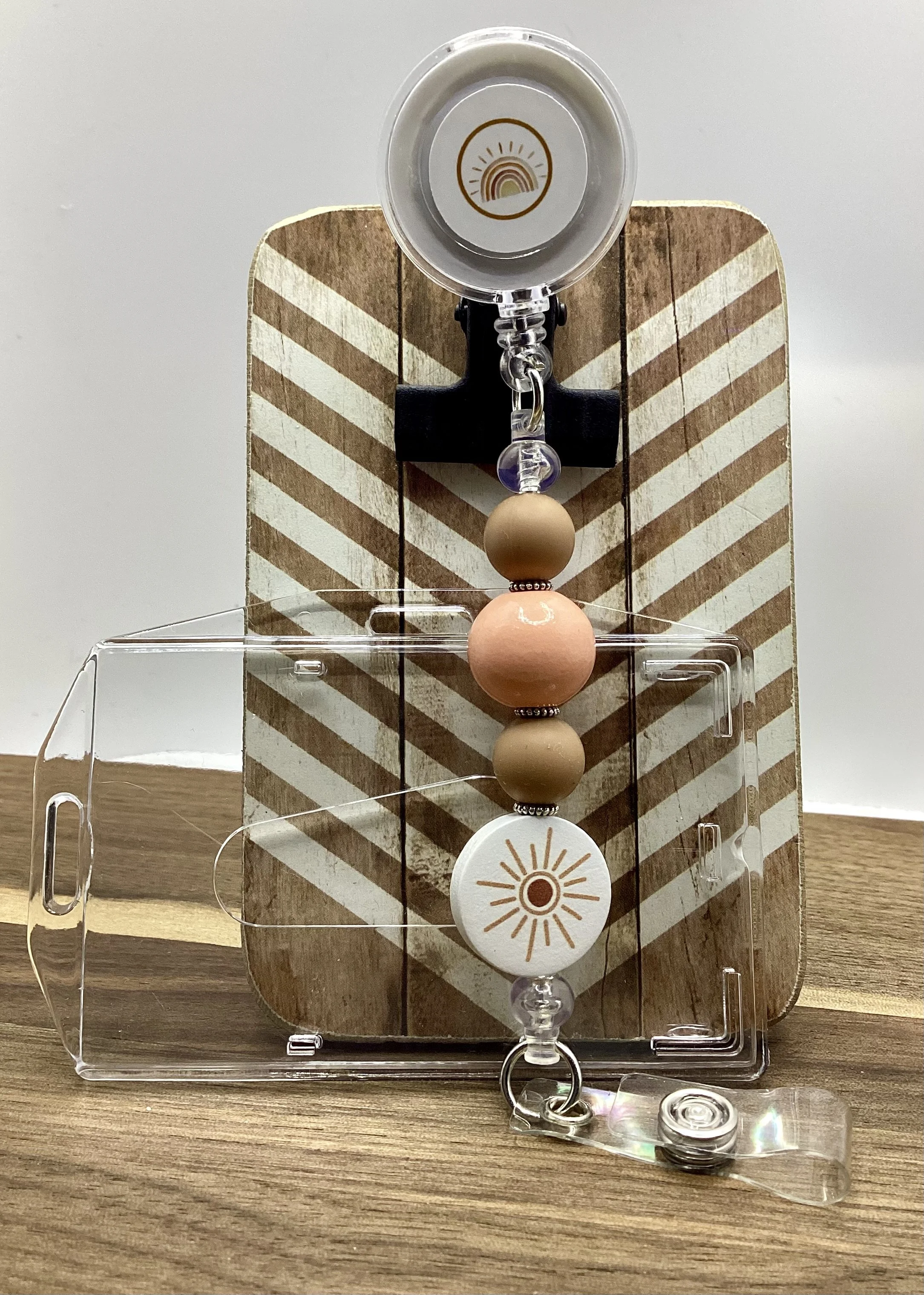 Livin That Teacher Life Beaded Badge Holder