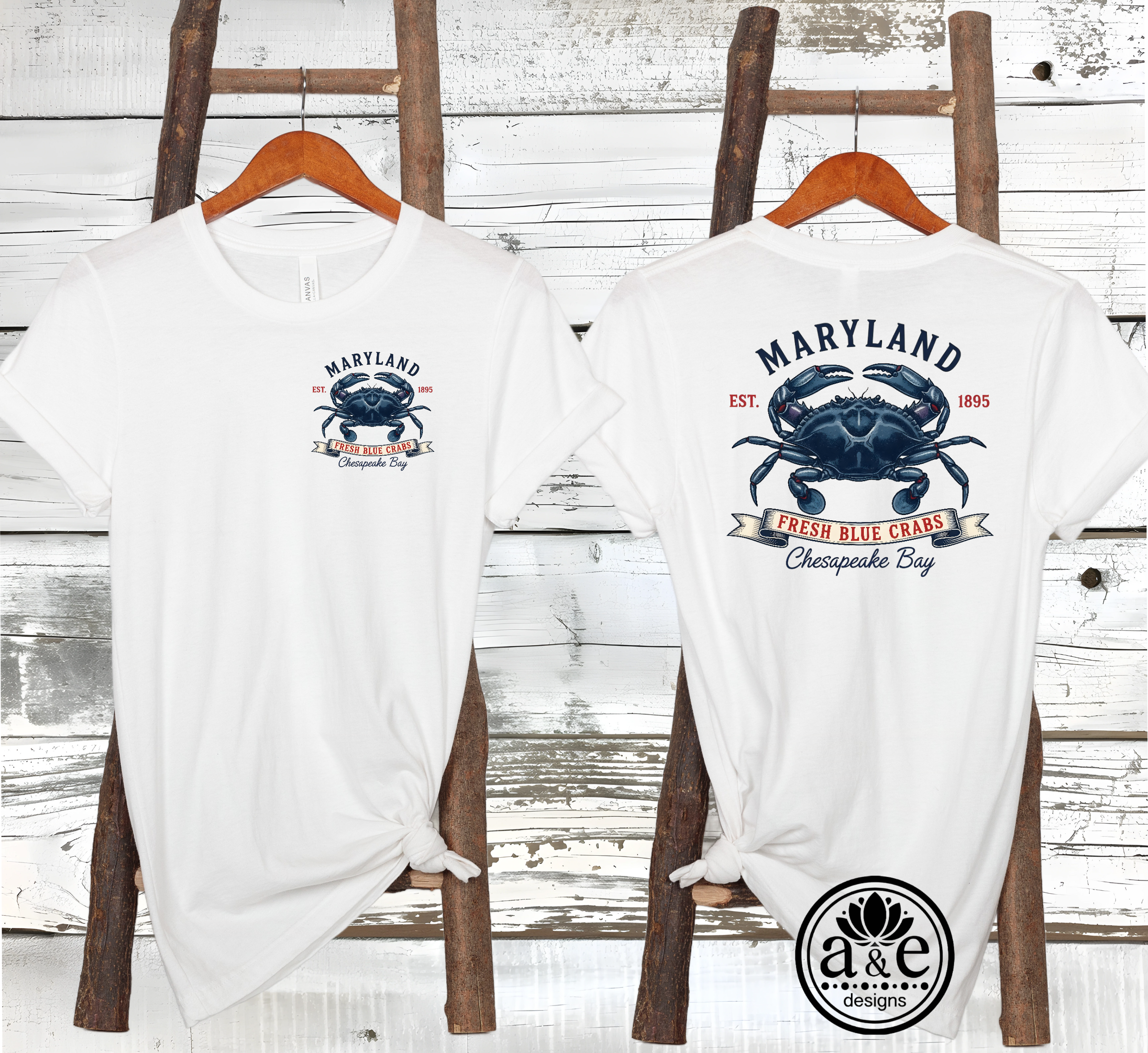 Maryland Blue Crab Tee - Front & Back Version