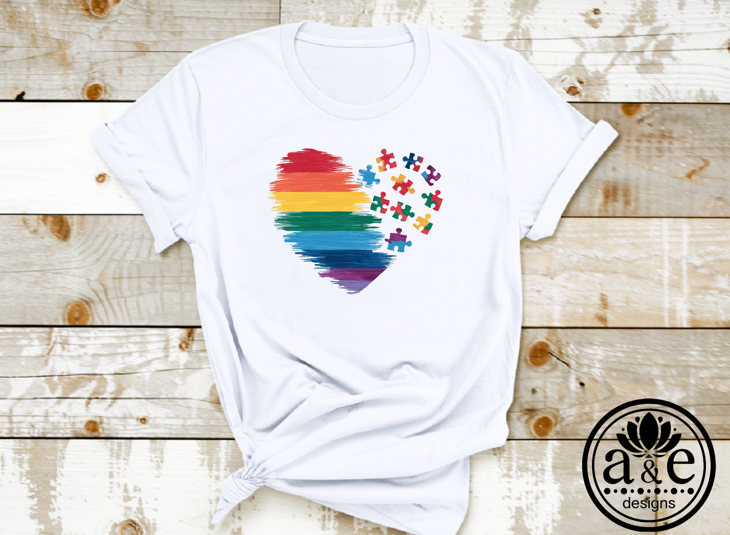 Autism Heart & Puzzle Pieces Tee