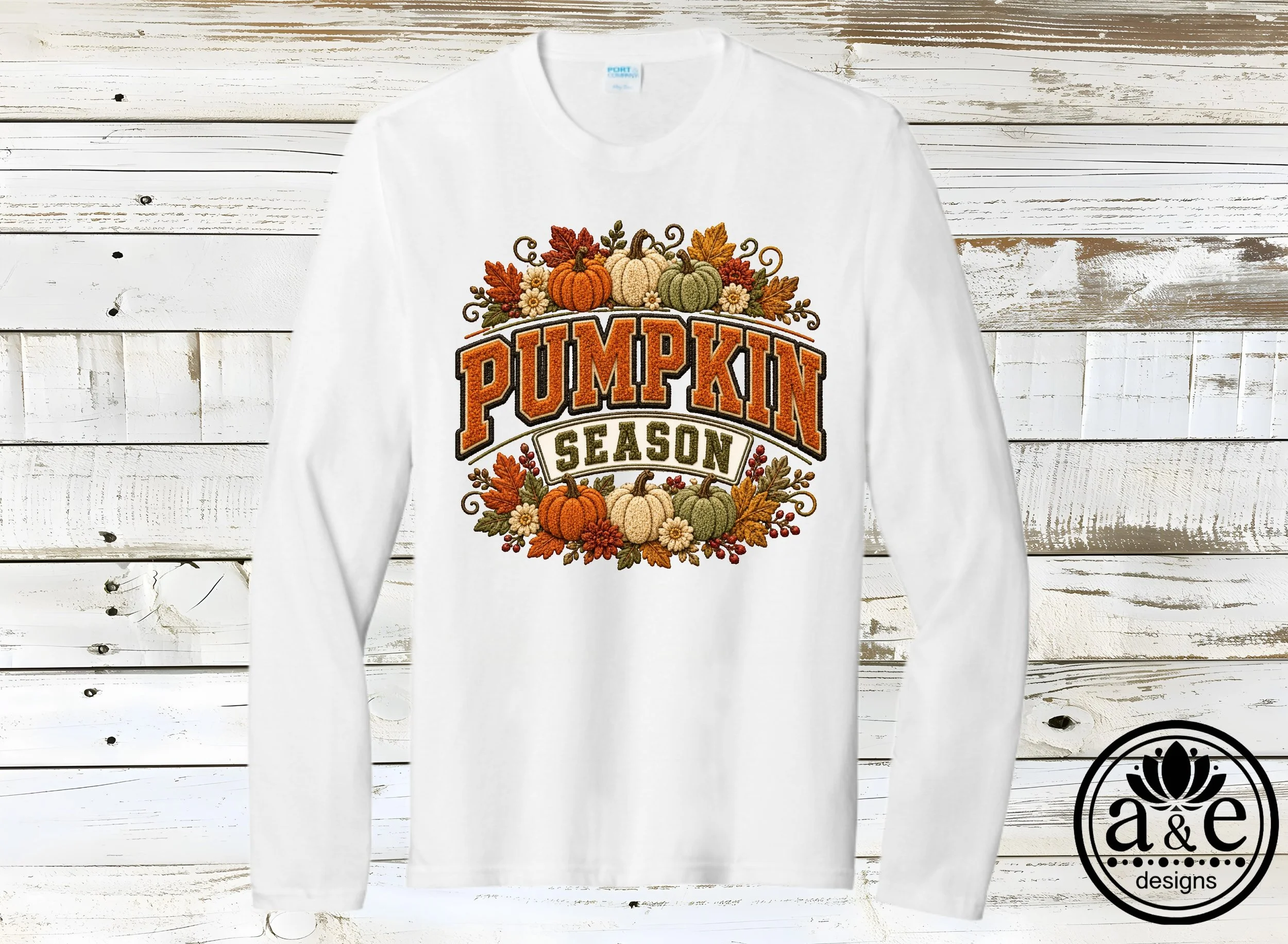 Pumpkin Season Faux Embroidery Tee