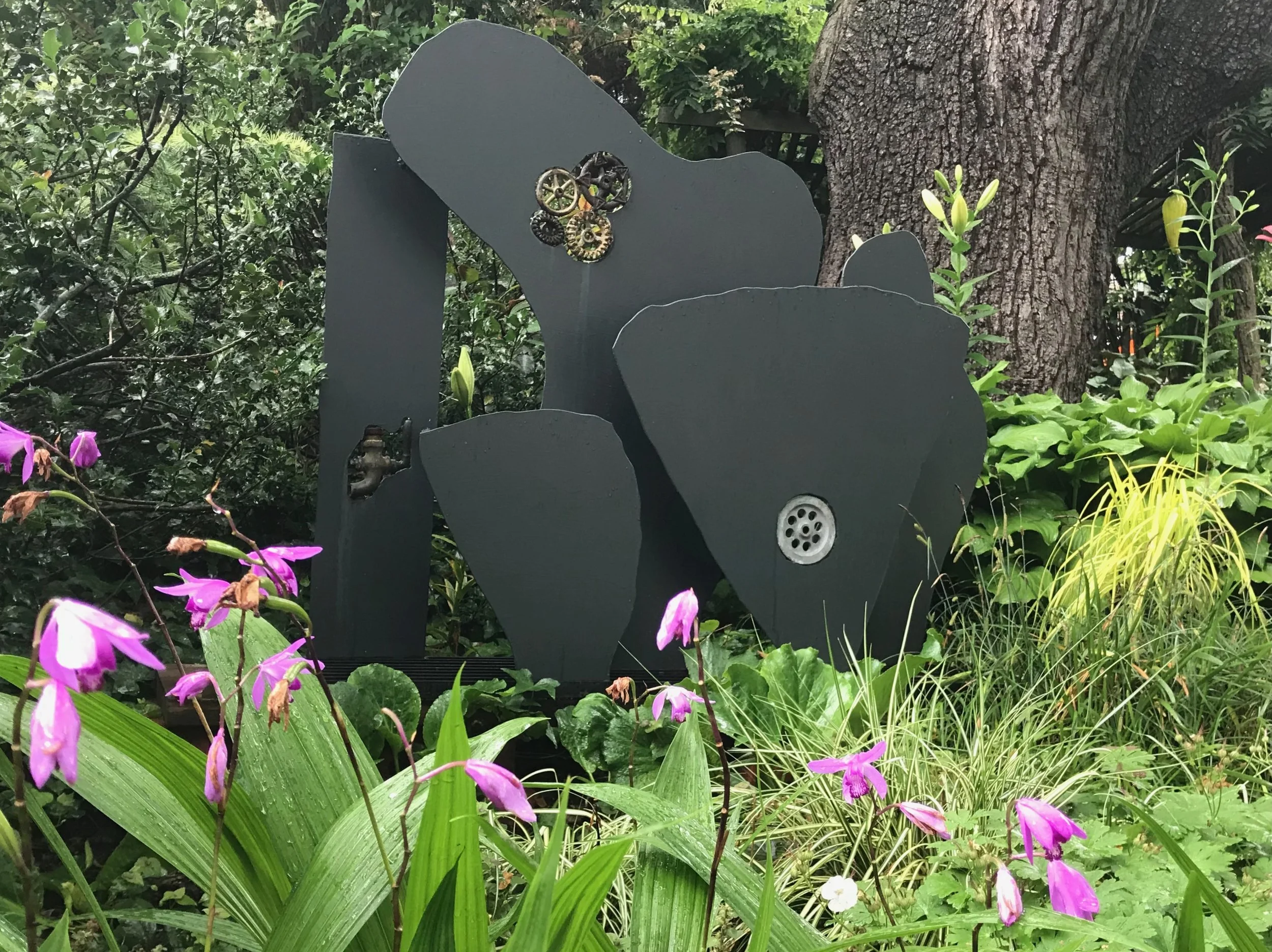 TEXTURE 2, painted steel and metal inserts, 2016 (40"X30"X8")