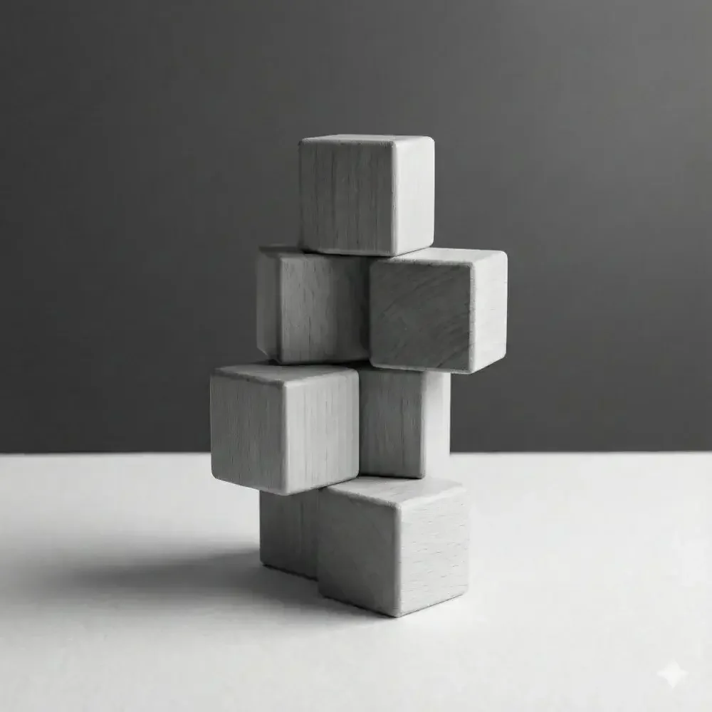 Metáfora visual con bloques de madera en equilibrio que representa dificultades de atención, organización y autorregulación asociadas al TDAH.