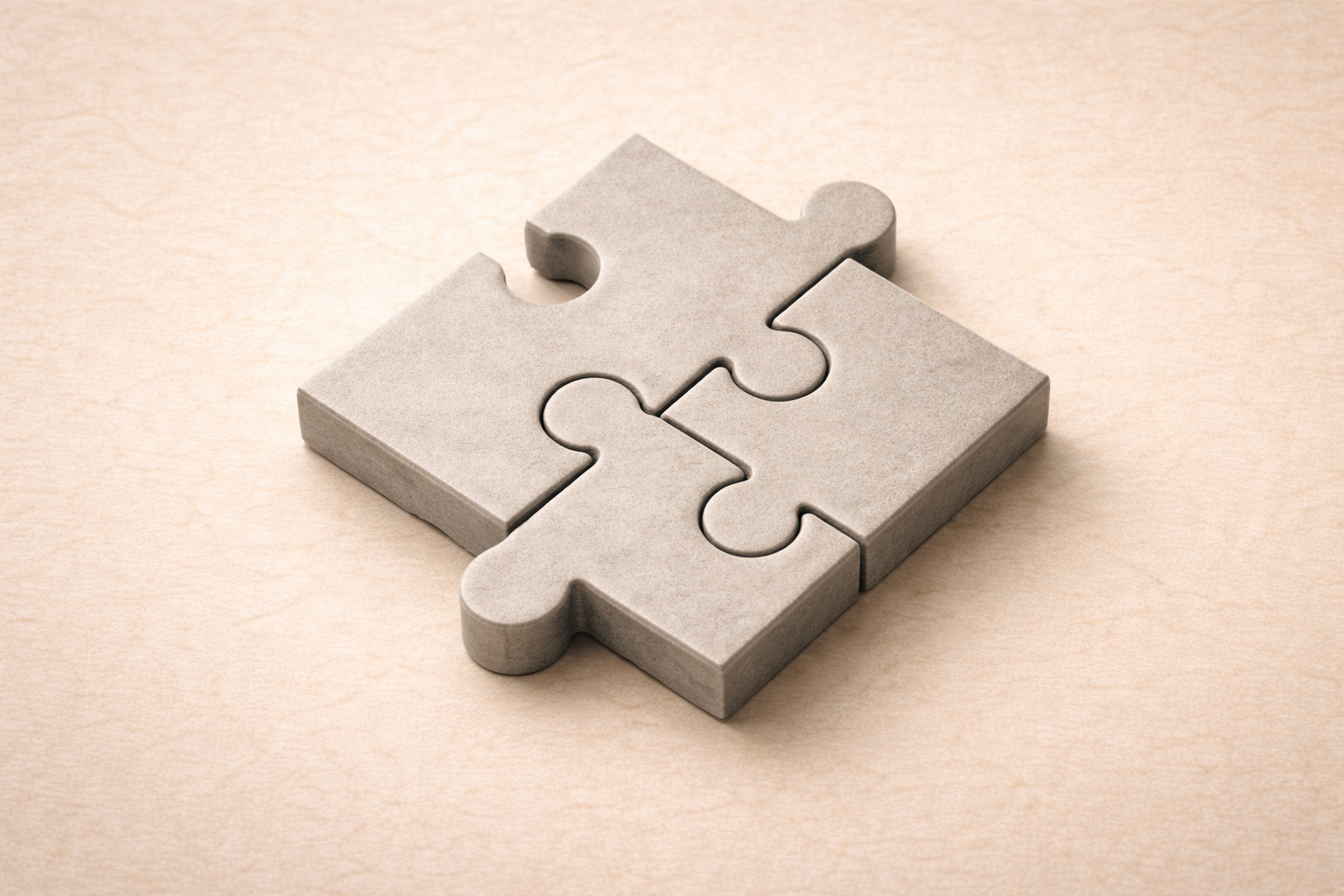 Metáfora visual de la coordinación terapéutica: piezas de puzle que encajan perfectamente, representando el trabajo en equipo entre familia, escuela y psicólogo.