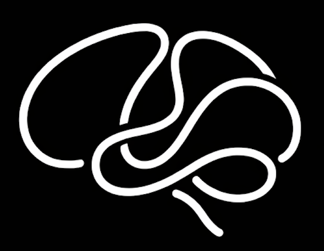 Ilustración de cerebro en trazo blanco sobre fondo oscuro, imagen representativa de psicología infantil y juvenil en Rubí.