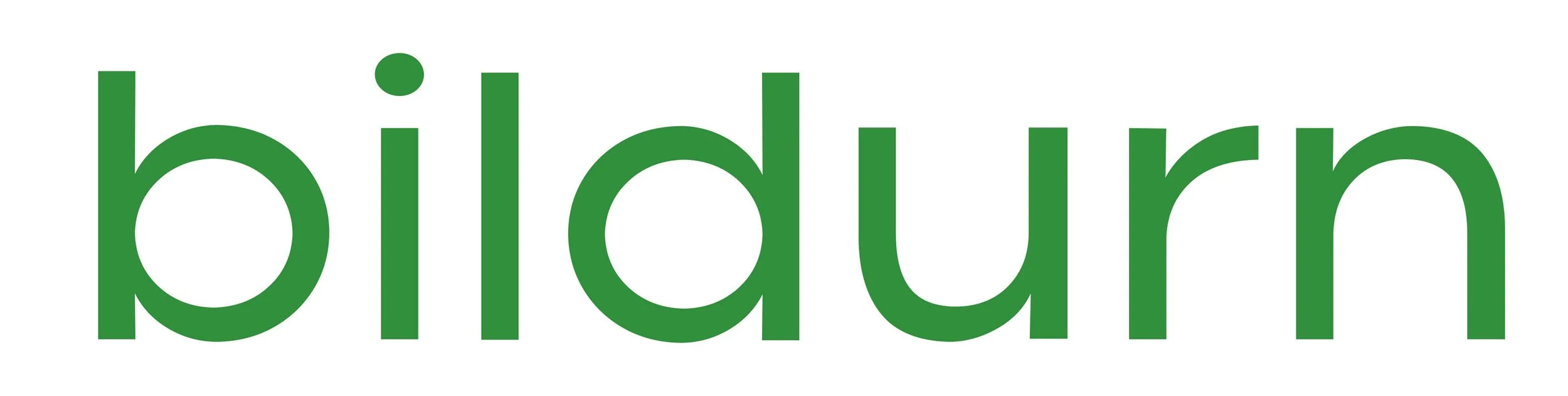 Green word 'bildurm' written in lowercase letters on a white background.