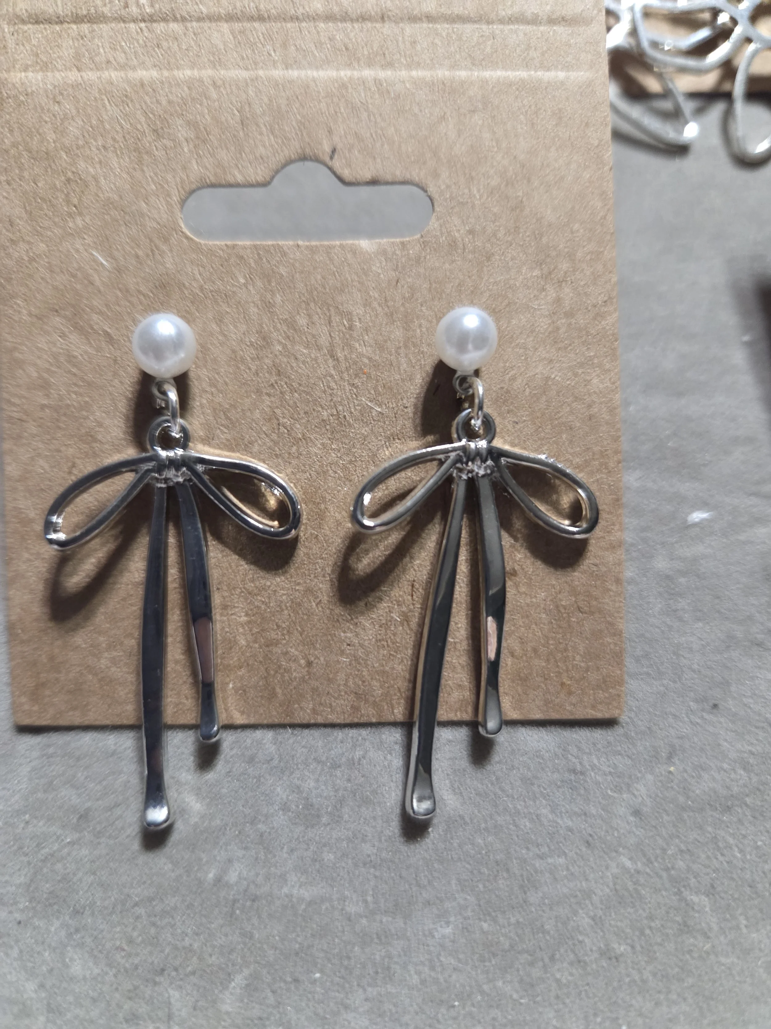 Silver Bow Earrings