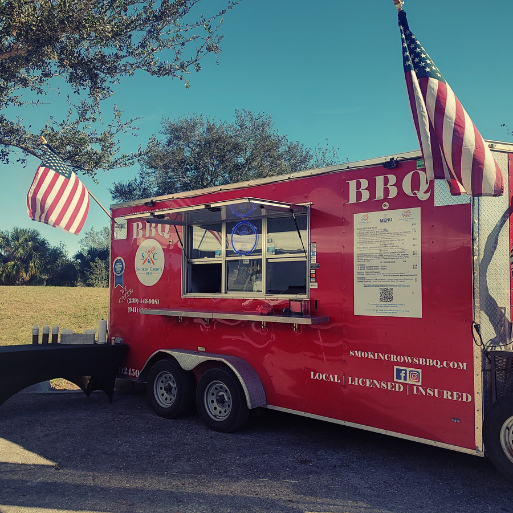 Smokin’ Crow’s BBQ food truck providing mobile barbecue catering services in Southwest Florida.