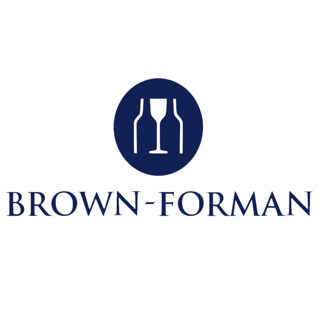 Brown-Forman logo in white on a navy background.