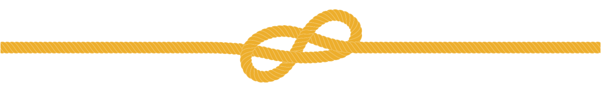 Illustration of a yellow rope with an overhand knot in the center on a white background.