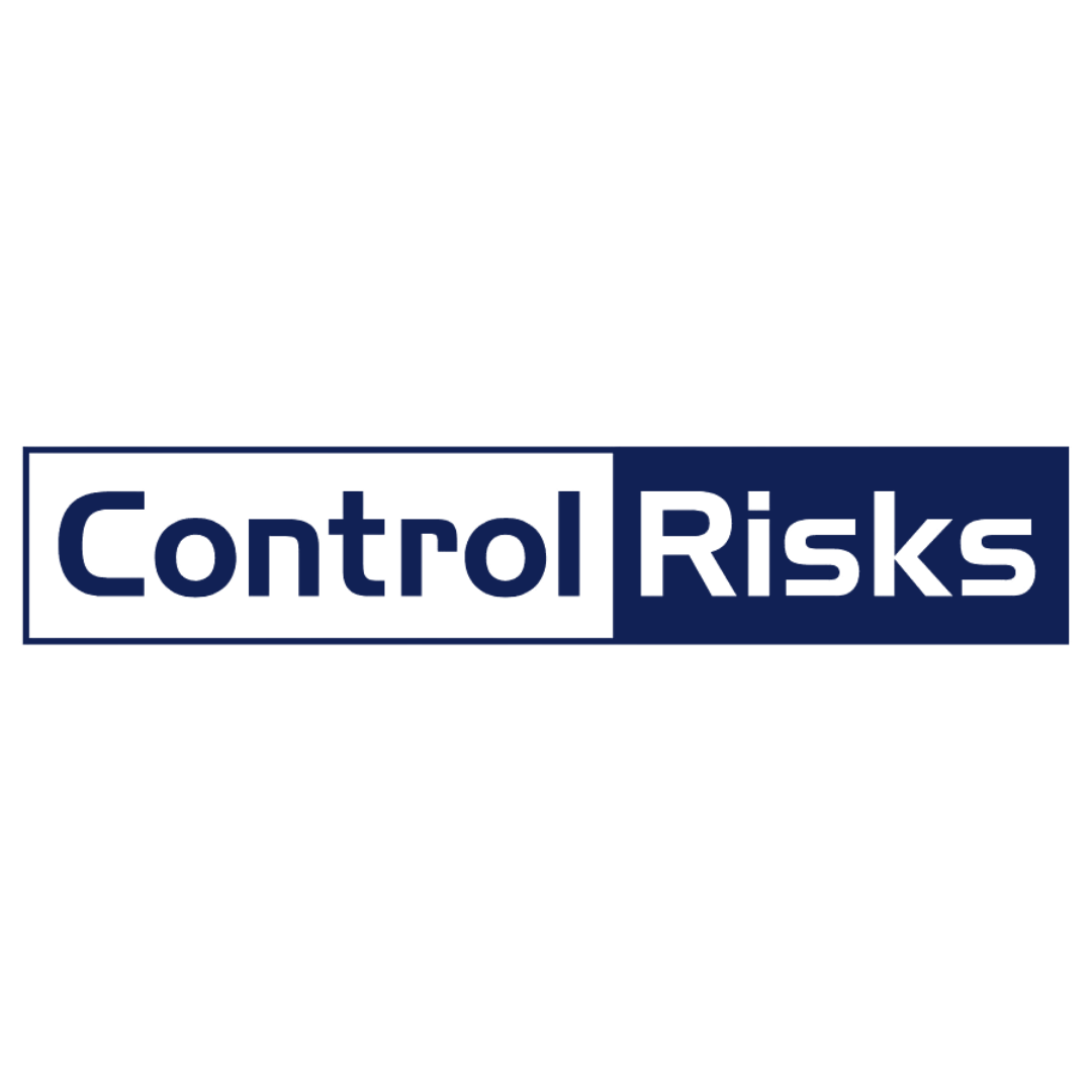 Logo of Control Risks, a consulting firm, with the words 'Control Risks' in dark blue font.