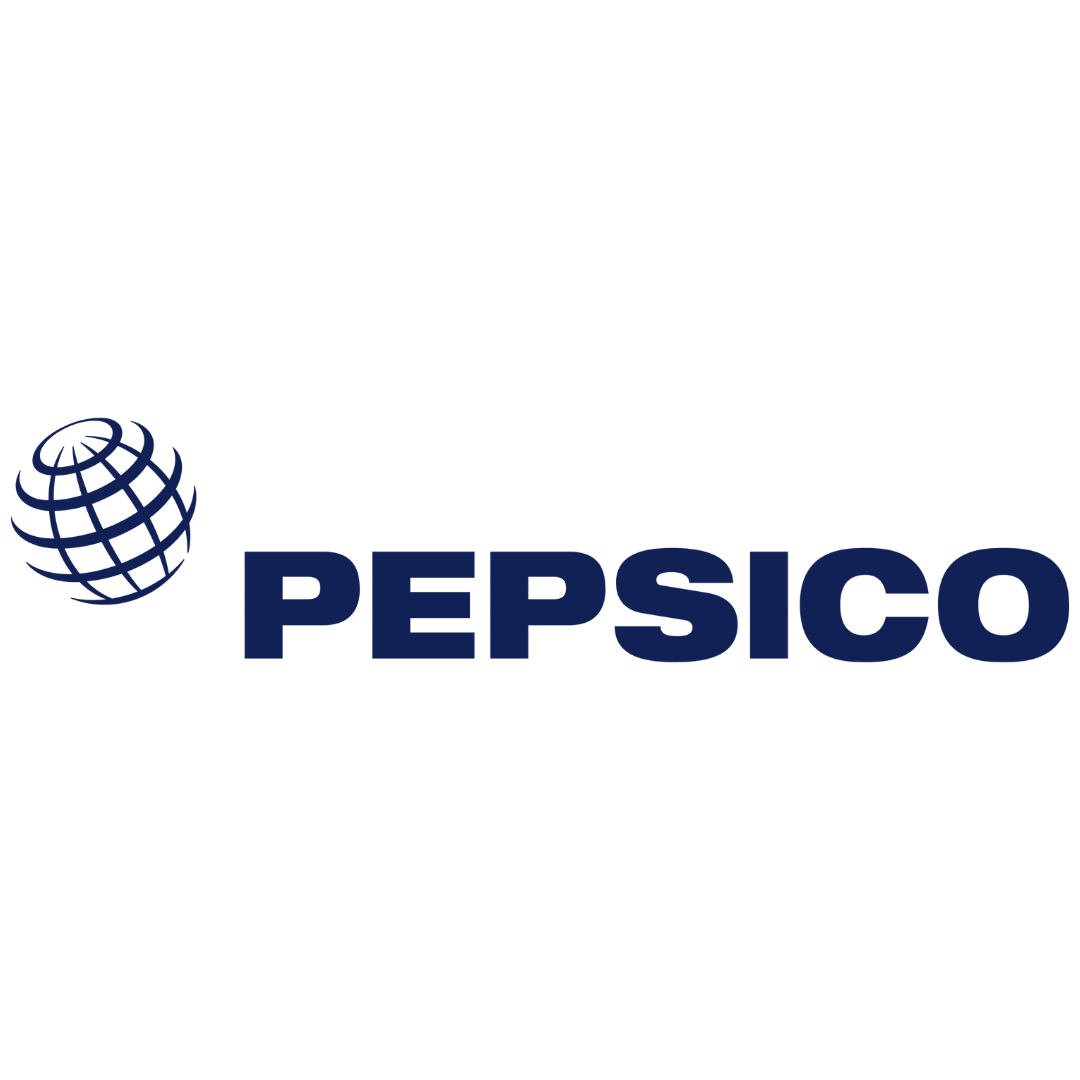 PepsiCo logo with a stylized globe and bold lettering.