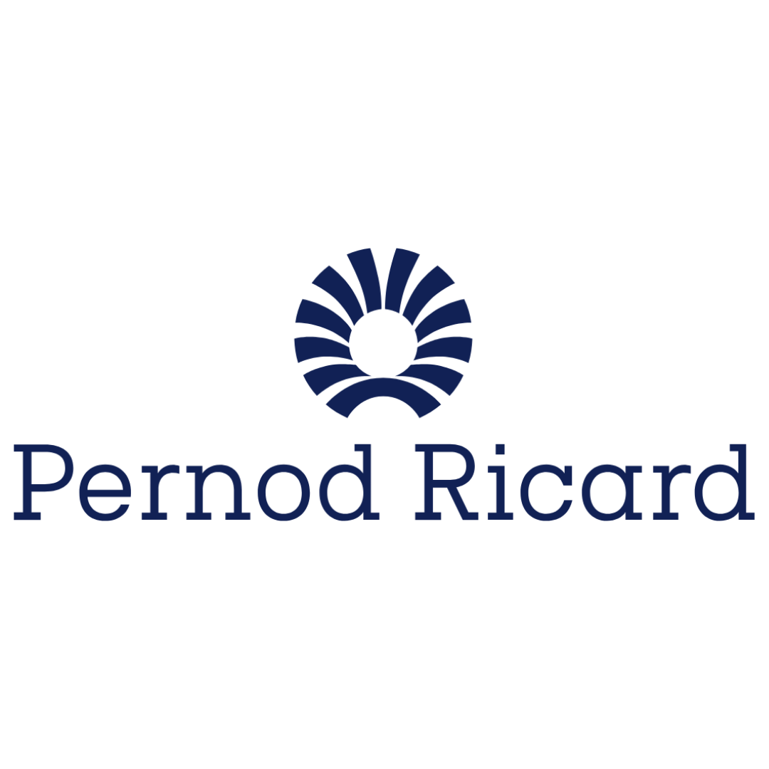 Pernod Ricard logo with a stylized circular emblem above the company name in blue.
