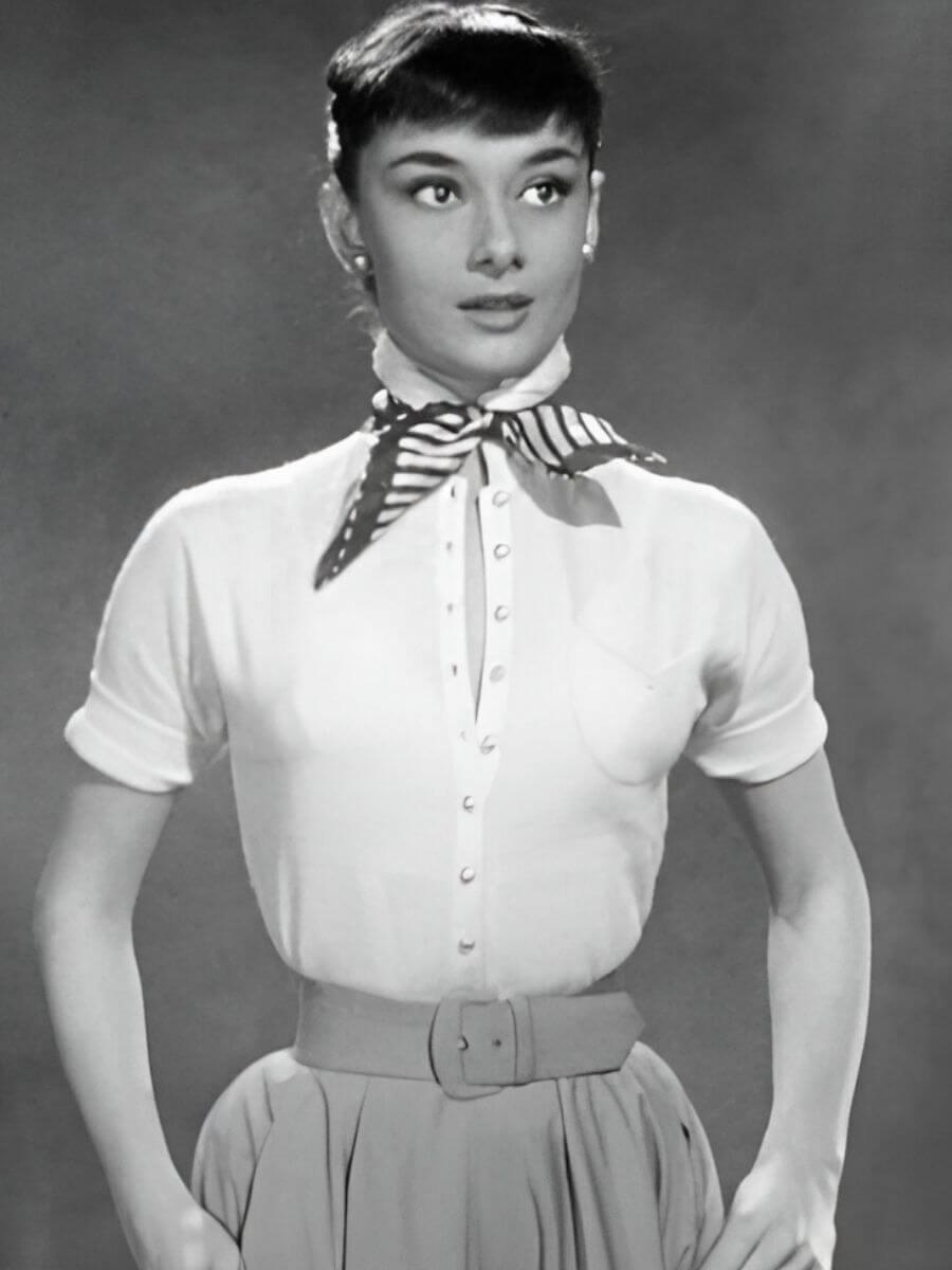 Audrey Hepburn classic vintage beauty look with polished makeup and timeless style